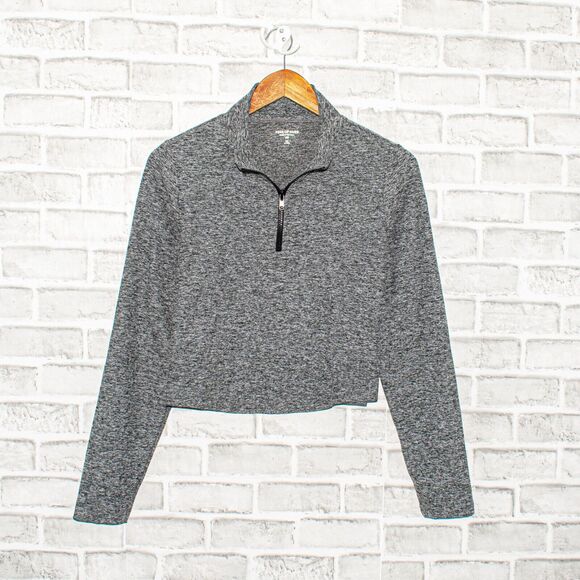 YEAR OF OURS 1/4 Zip Crop Jersey Pullover Heather Gray Size XL - Picture 1 of 7